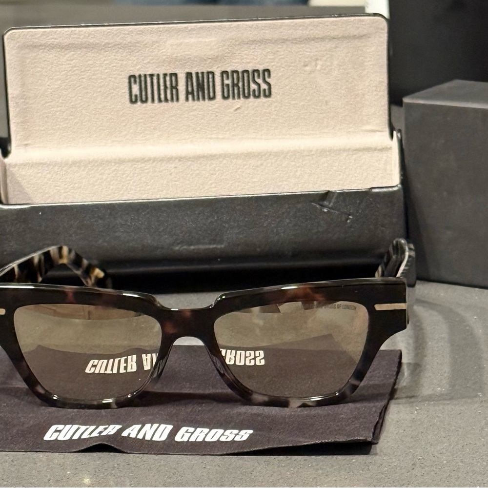 Cutler and Gross Semi Rectangular Sunglasses Tort… - image 2